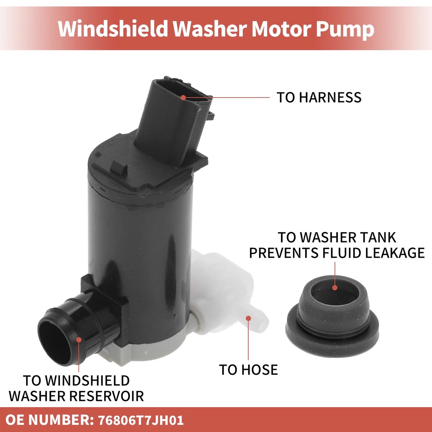 Windshield Washer Pump w/ Grommet for Honda HR-V (2016-2023)
