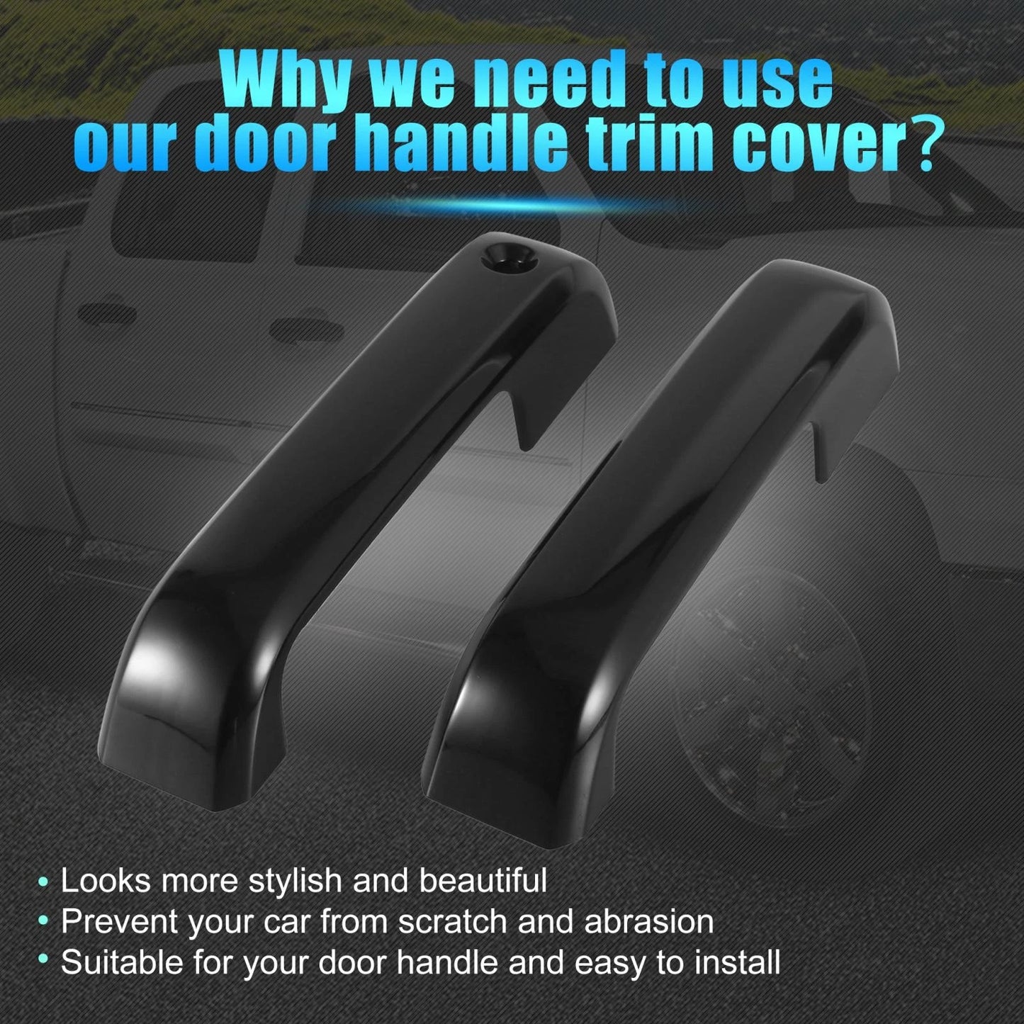 4 x Gloss Black Door Handle Covers for Ford F-150 F-250 F-350 (2015-2023)
