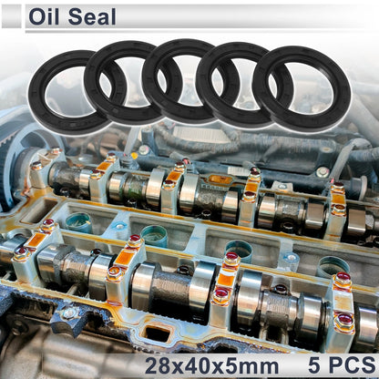 Oil Seal 28x40x5mm Rotary Shaft Seal Nitrile Rubber 5 Pcs for Car