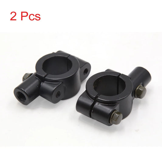 2 x Pair Black 8mm Thread Dia Handlebar Mirror Mount Bracket Clamp