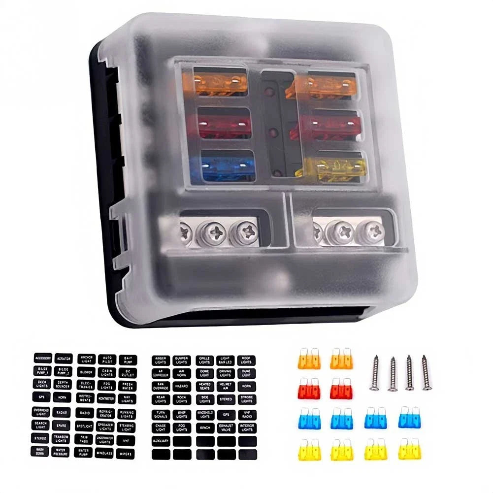12V Six Position Fuse Holder for Cars/RV/Boats with LED Indicator