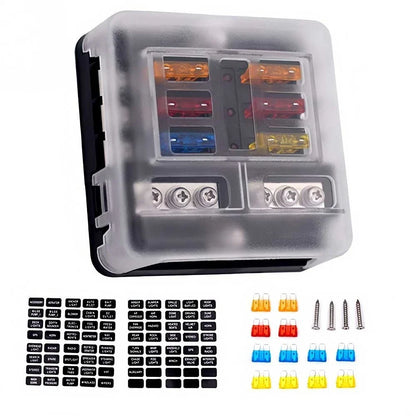 12V Six Position Fuse Holder for Cars/RV/Boats with LED Indicator