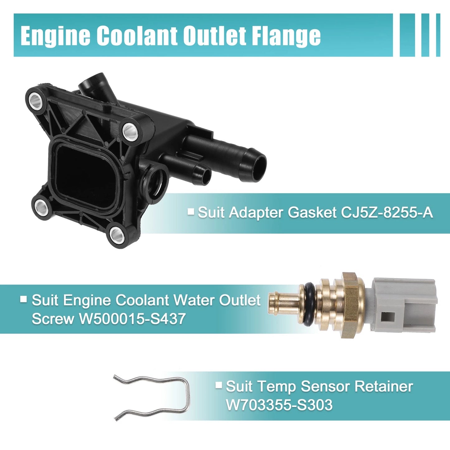 Engine Coolant Water Outlet w/ Temp Sensor for Ford 2.0 EcoBoost (2015-2023)