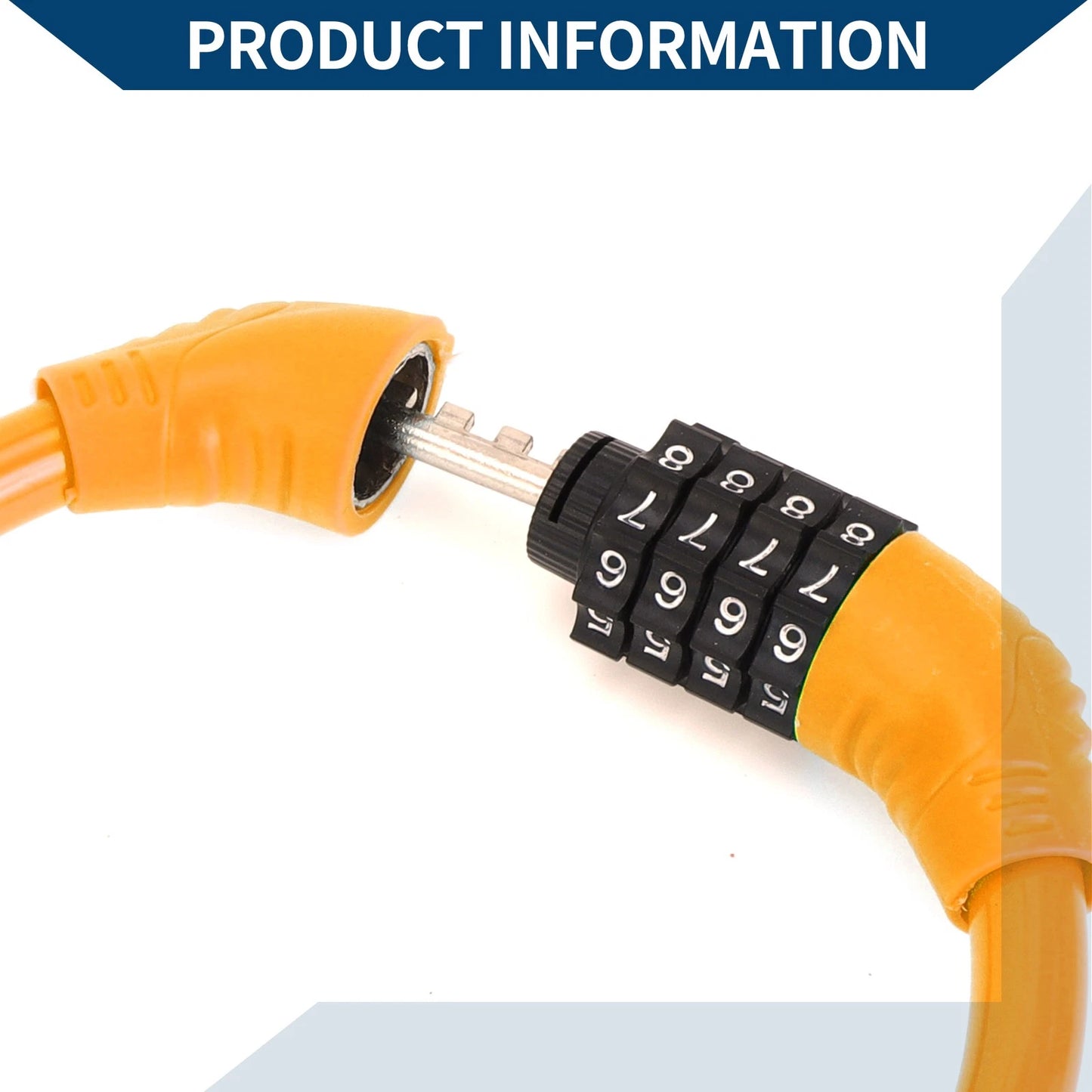 Anti-Theft 4-Digit Mini Bicycle Lock Ring - Orange
