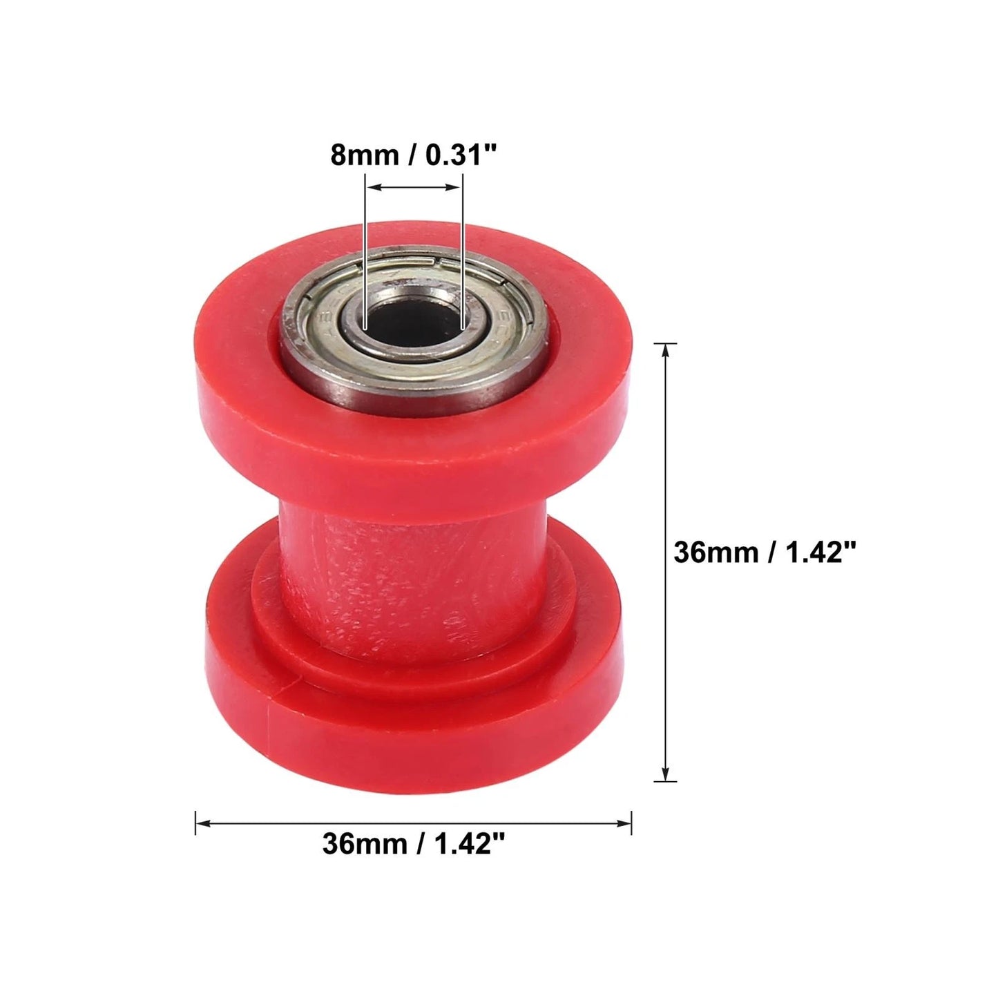2 x 8mm Chain Tensioner Roller Slider Pulley Wheel Idler for Motorcycles Red