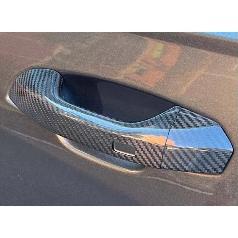 Real Carbon Fiber Exterior Door Handle Cover Caps fit For Audi A6 C8 S6 Q6 Q8