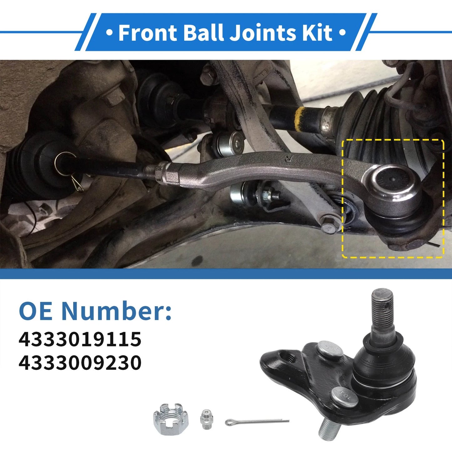 2 x Front Lower Ball Joints for Toyota Corolla (1996–2008)