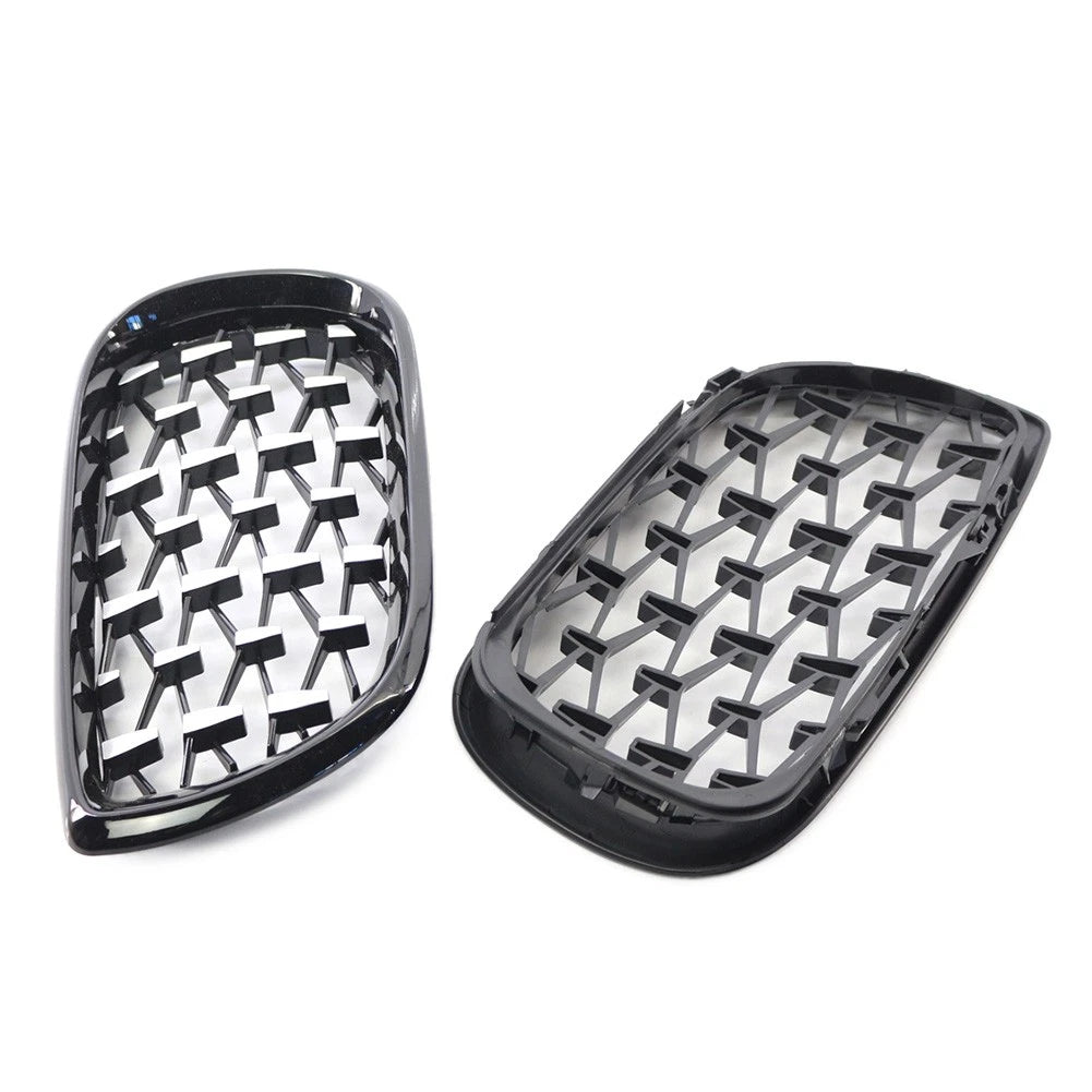 Front Grille Diamond Meteor Style Trim Black for BMW E46 2002-2005