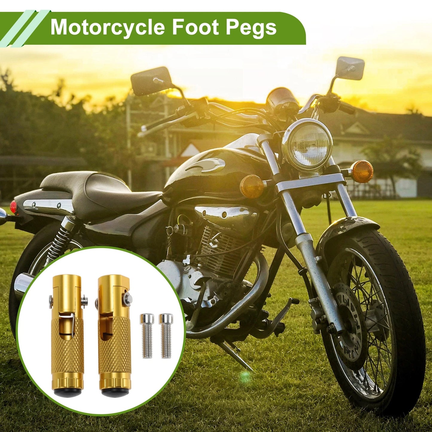 FootPegs 4.6" Rear Footrest Aluminum Alloy Gold Tone 2 x for Motorcycle
