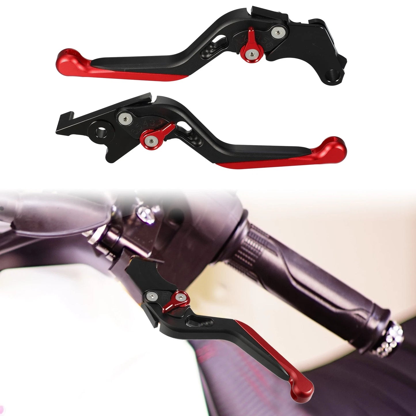 1 x Pair Motorcycle Brake Clutch Levers Folding for Honda Monkey 125 Black Red