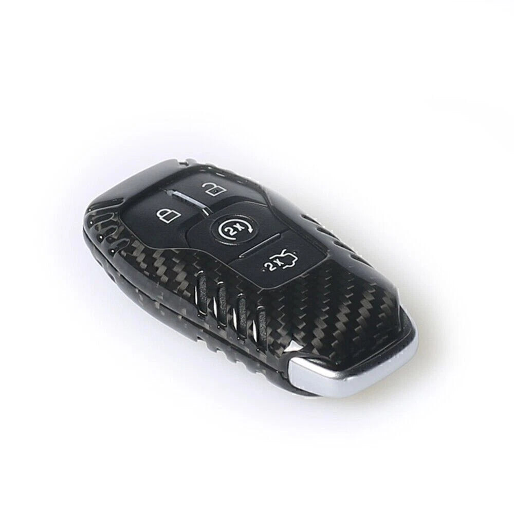 Black Carbon Fiber Smart Key Shell Cover for Ford Explorer
