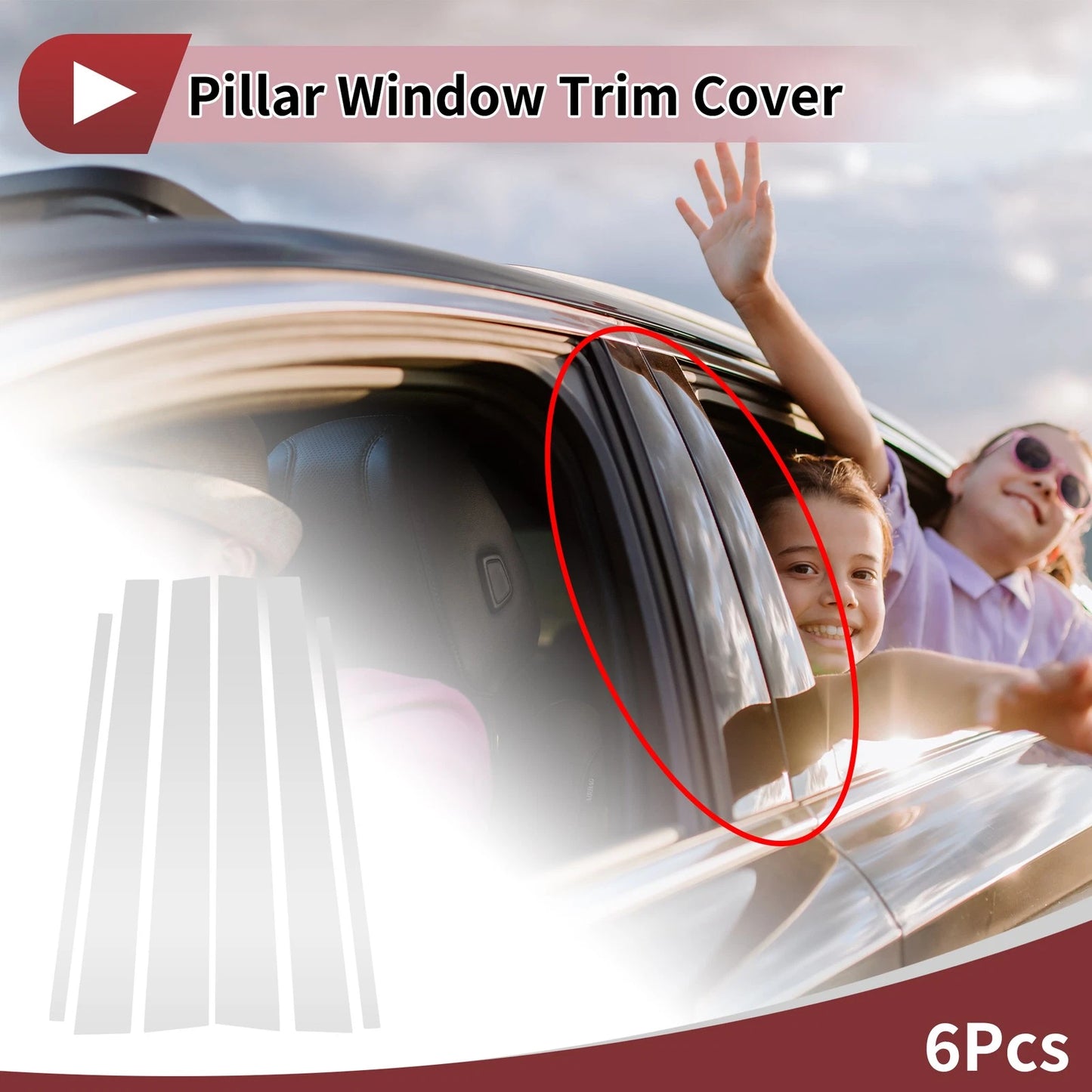 6 Pcs Car Door Pillar Window Trim for Toyota 4Runner (1996-2002) Silver Tone