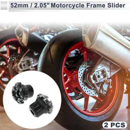 2 x 14mm Aluminum Alloy Motorcycle Slider Frame Titanium Tone Black
