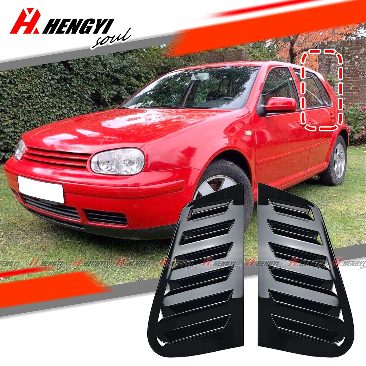 Glossy Black Rear Window Louver Cover for Golf MK4 5-Door Hatchback (1997–2004)