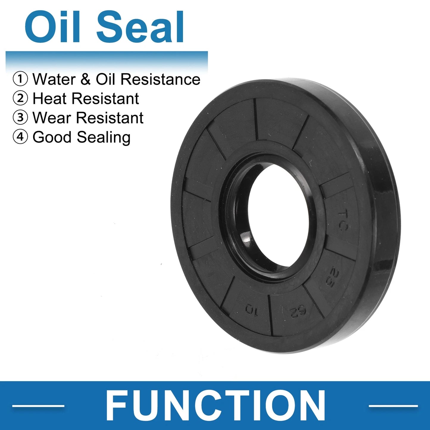 Oil Seal 25x62x10mm Rotary Shaft Seal Nitrile Rubber Black 5 Pcs
