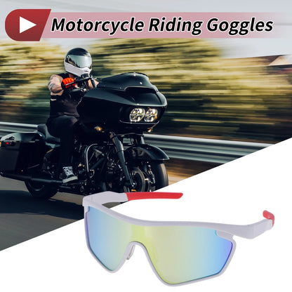 1 Pc Motorcycle Riding Goggles Gold Tone Lens White Frame PC Sunglasses for Motorcycle