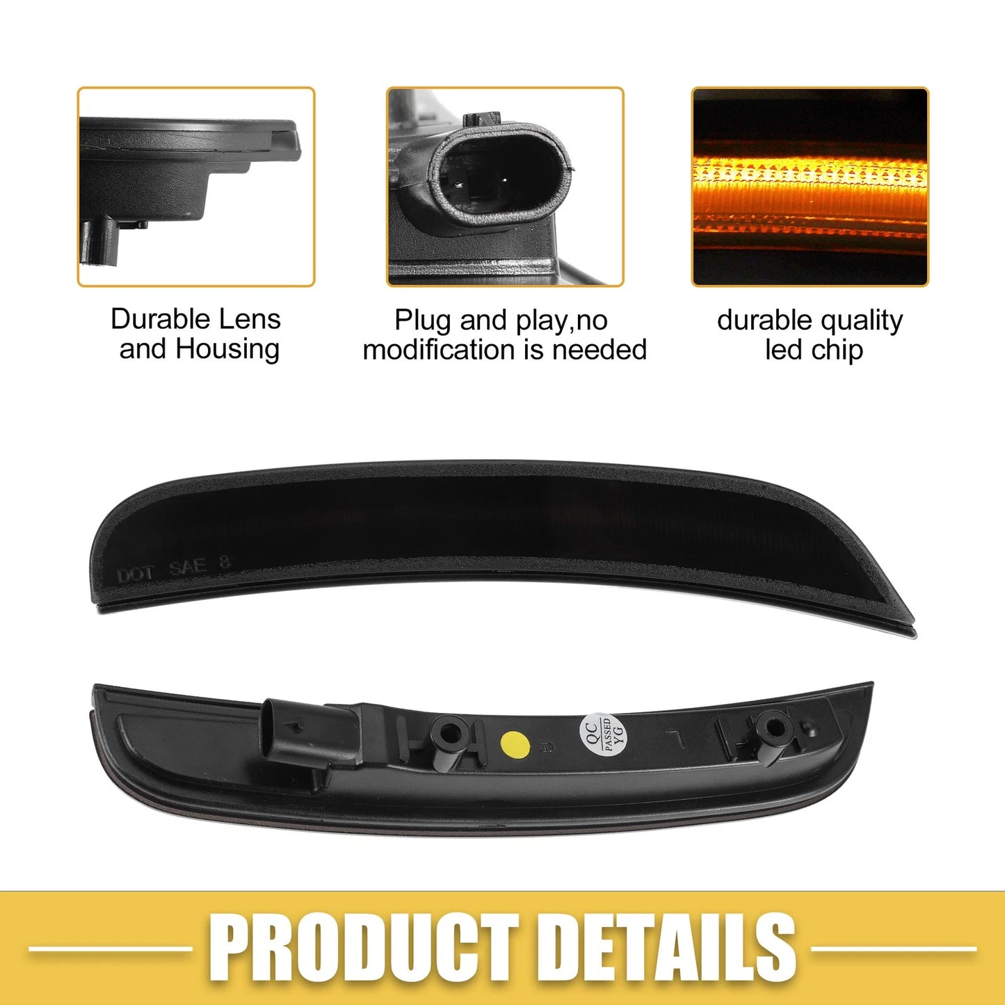 Front & Rear LED Amber/Red Side Marker Lights for Dodge