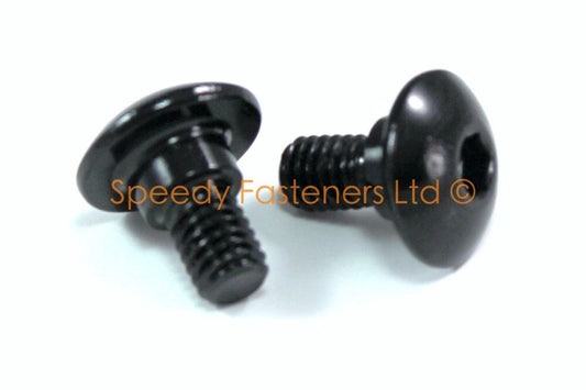 10x Boulon Aluminium Noir Tête De Fourche M6 x 12mm +4mm Épaule for Moto