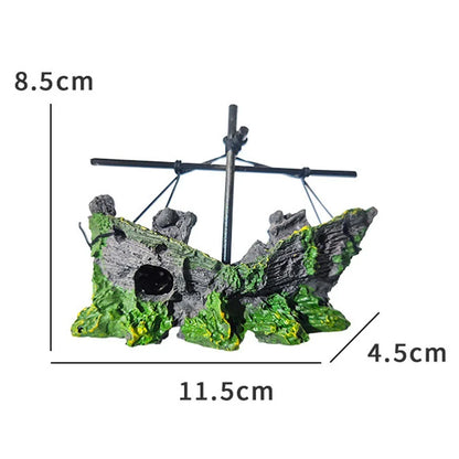 Fish Tank Landscaping Resin Warship Ornament for Aquarium Decoration Safe for Fish