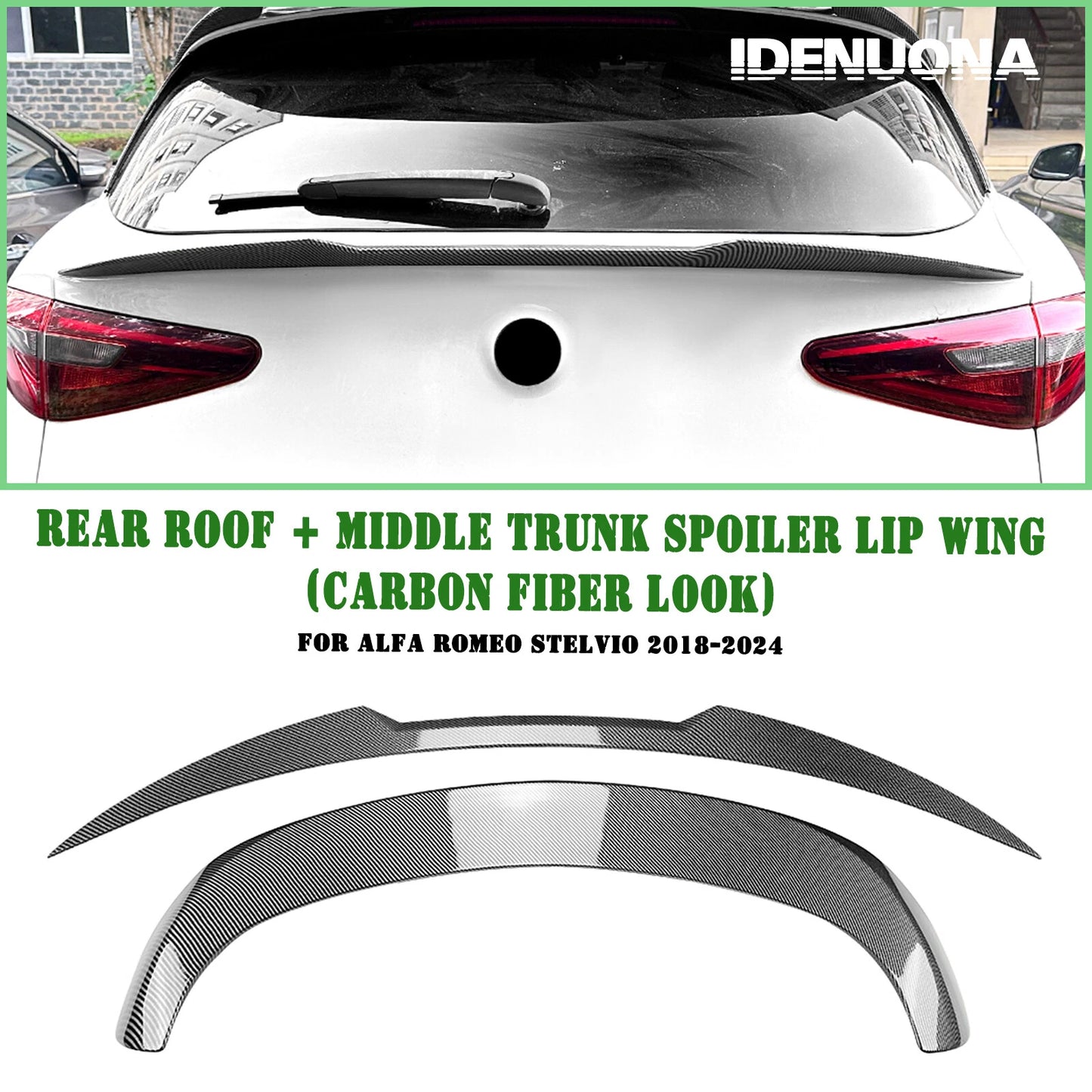 Rear Spoiler Lip + Roof Wing for Alfa Romeo Stelvio (2018-2024)