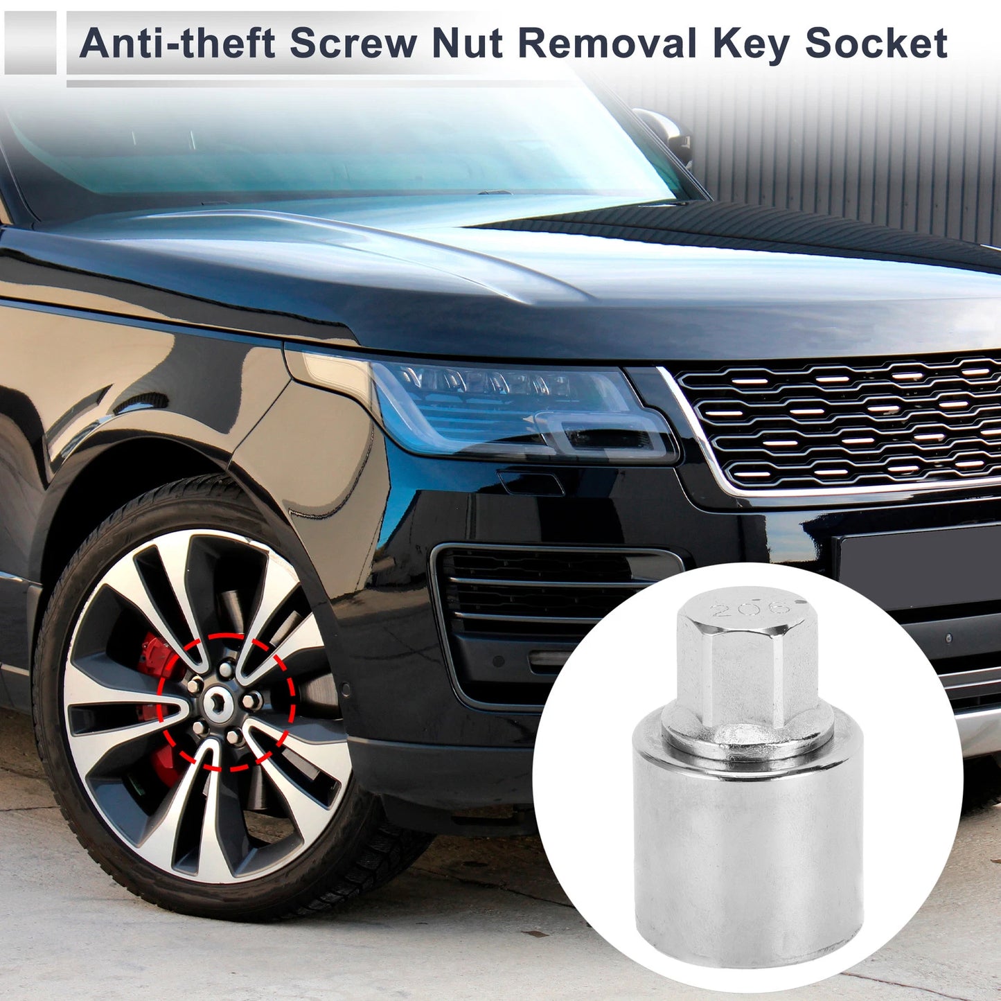 Wheel Lock Lugnut Antitheft Nut Removal Key for Land Rover (2003-2013)