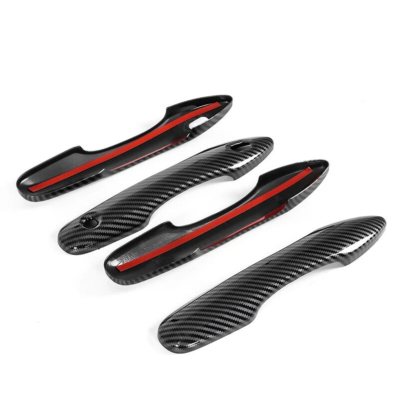 Carbon Black Mirror Covers & 4 x Door Handle Covers for 2018-2023 Toyota Camry