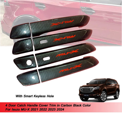 Door Catch Handle Cover for Isuzu MU-X 2021-2024 (2 x Carbon Black)