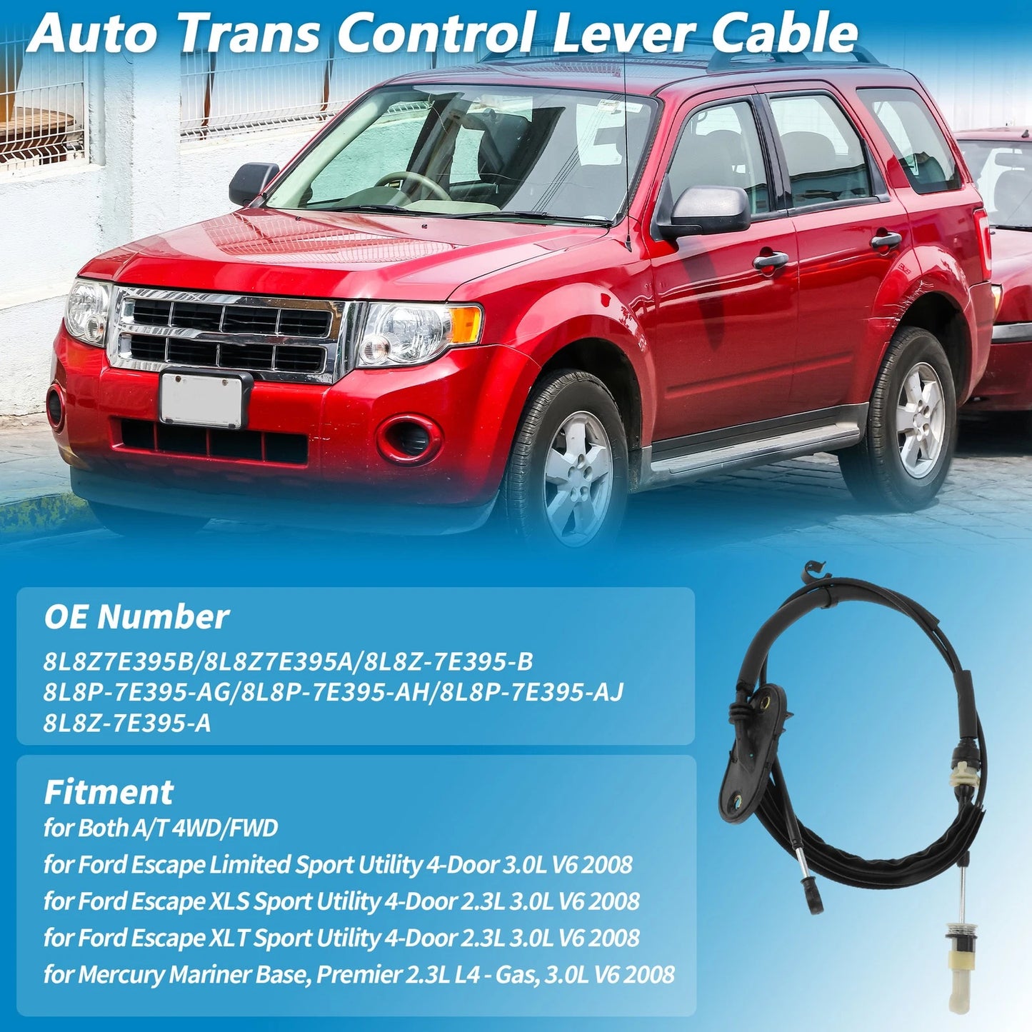 Automatic Trans Gear Shift Cable for Ford Escape (2008–2008)
