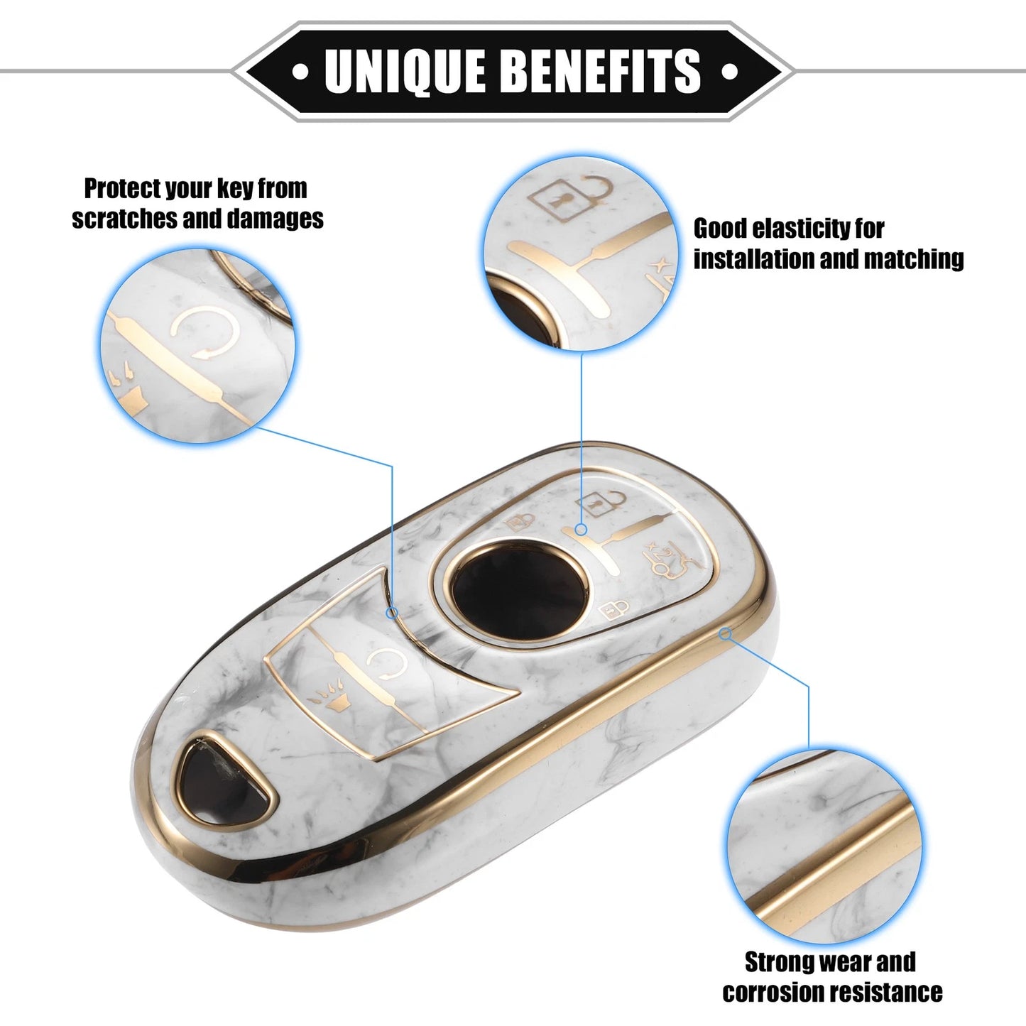 6-Button Remote Smart Key Fob Cover Case for Buick Enclave Verano