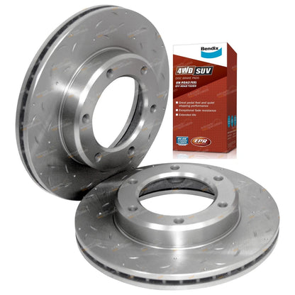 Front Dimpled Slotted Disc Rotor Brake Pads for Toyota 80 Series (1990–1998)