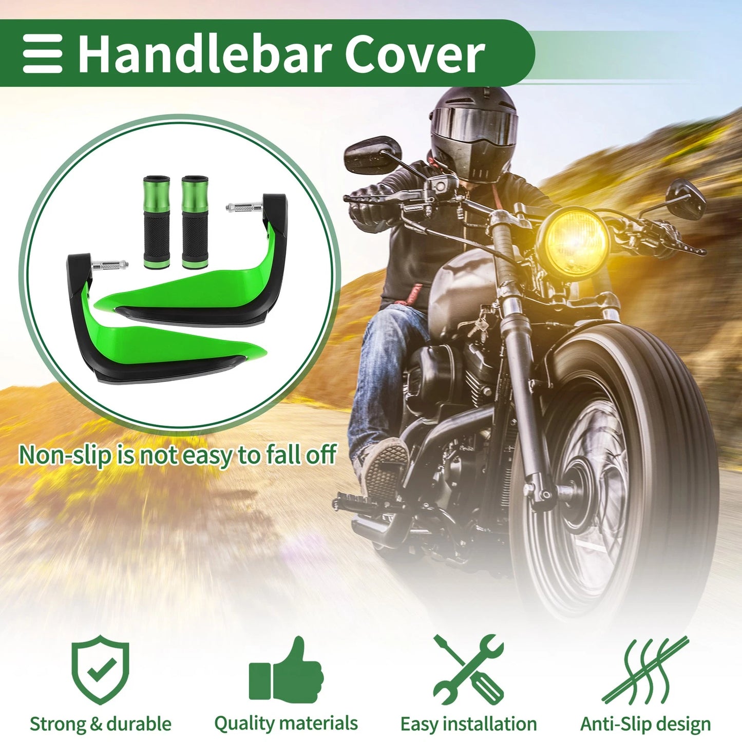 Hand Grips Cover Kit Diamond Pattern Green for Motorcycle