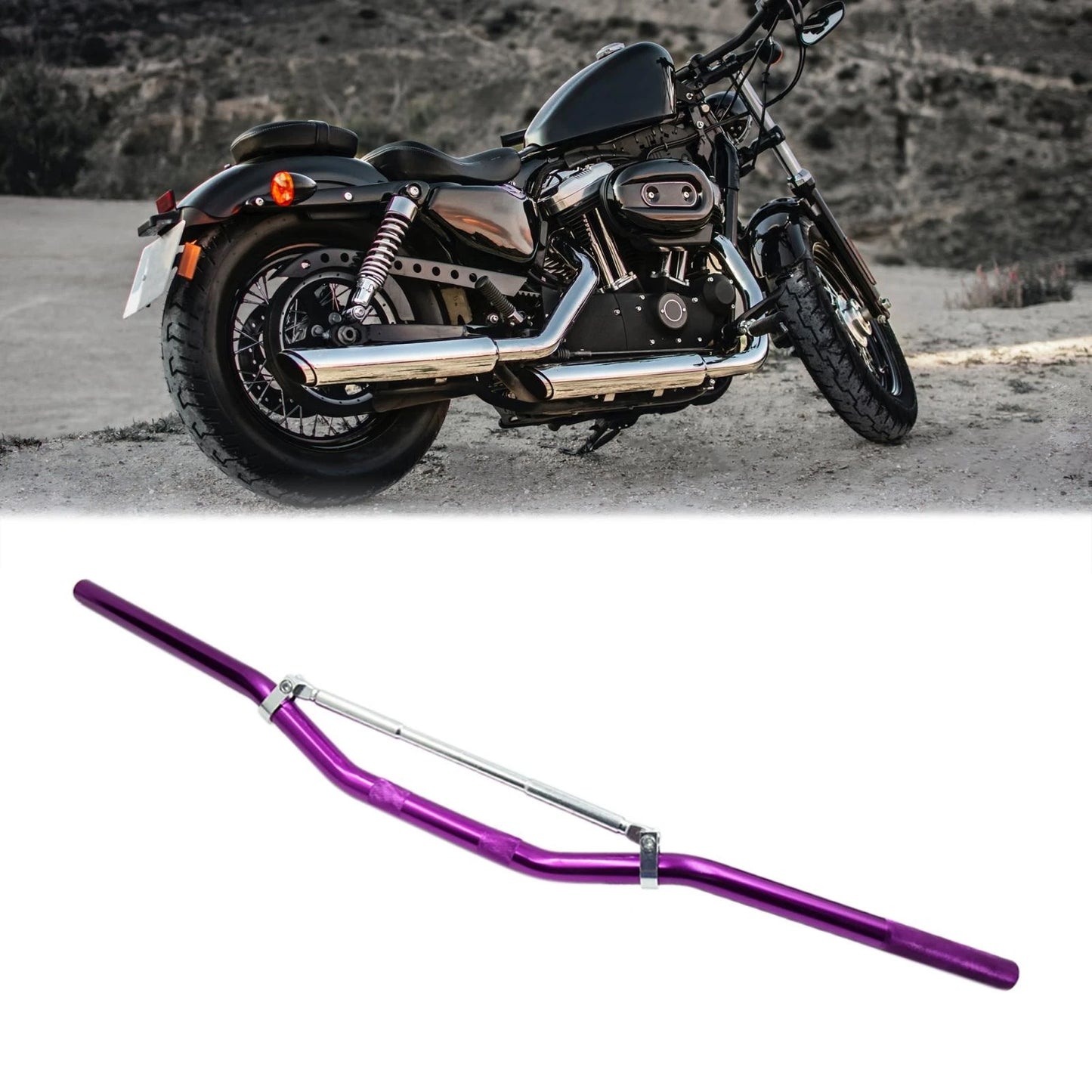 7/8'' 22mm Dia Aluminum Front Handlebar Purple for Motorcycle