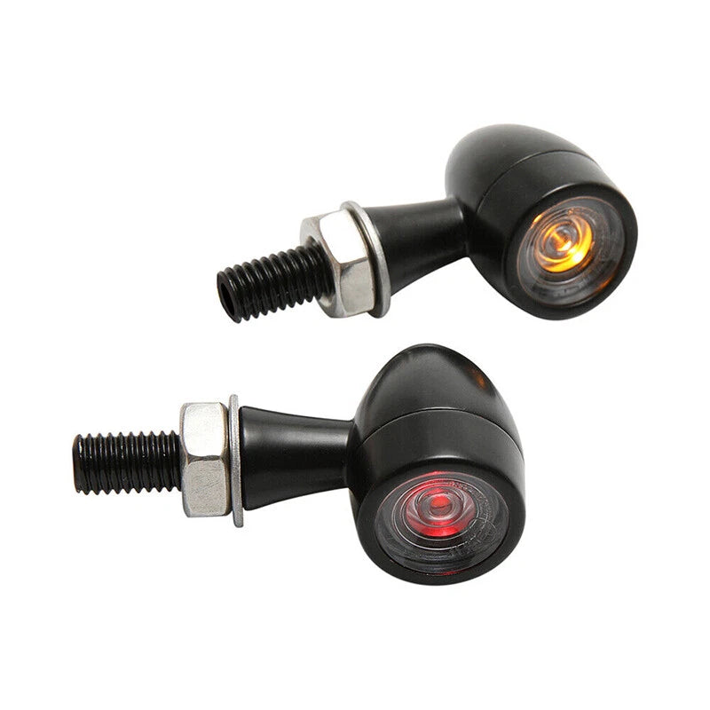 Black Mini Motorcycle LED Bullet Turn Signal Lights for Various Models