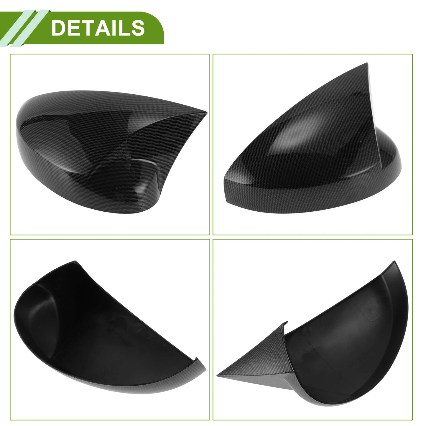 Black Mirror Cover Caps for Honda Civic LX EX Sport Si Sedan (2016-2021)