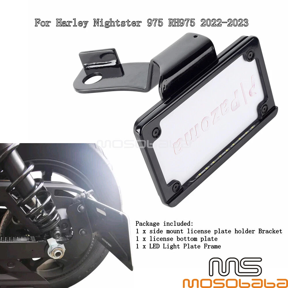 Side Mount License Plate Bracket w/ LED Lights for Harley Nightster (2022-2023)