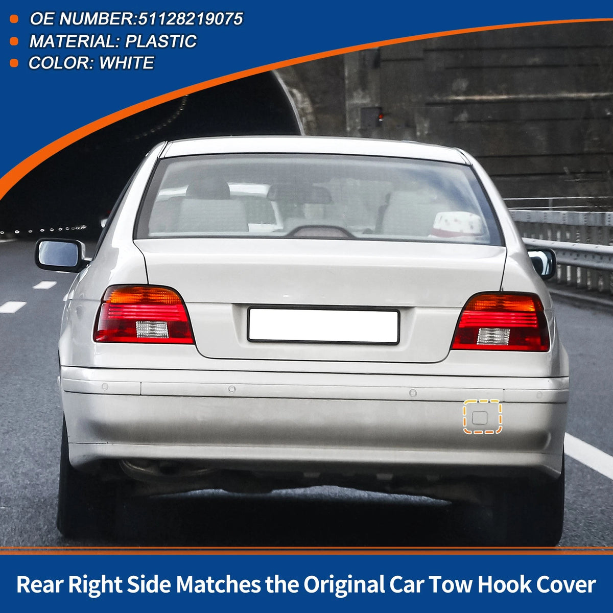 Rear Tow Hook Cover for BMW 525i 528i 530i 540i White