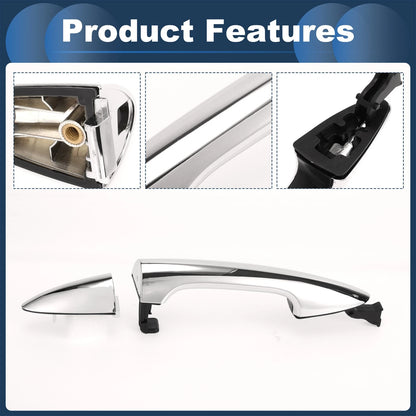 Front Right Exterior Door Handle for Kia Rio (2011) - Silver Tone, 1 Pc
