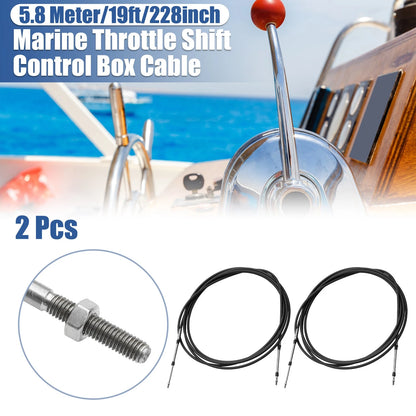 2 x Marine Throttle Shift Control Box Cable Black