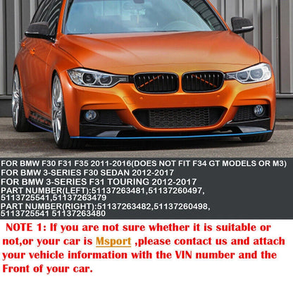 Matte Black Front Kidney Grille for BMW 3 Series F30 328i 335i (2012-2016)
