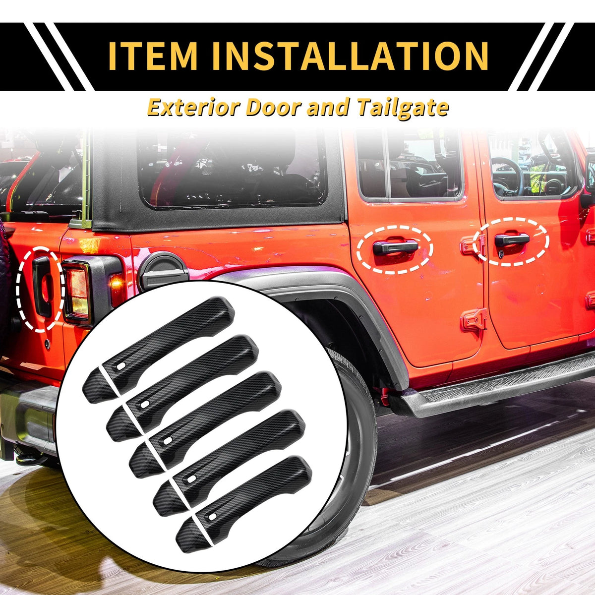 Set of 2 Door Tailgate Handle Covers for Jeep Wrangler JL (2018-2023)