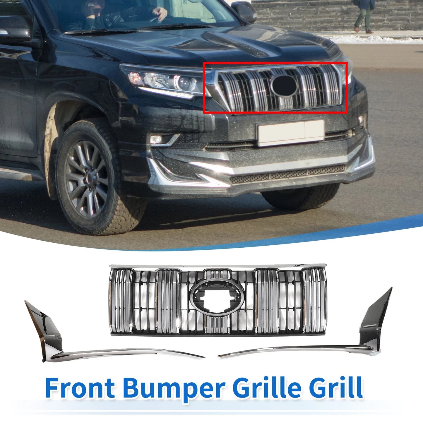 Front Upper Bumper Grille for Toyota Land Cruiser Prado (2017-2020)
