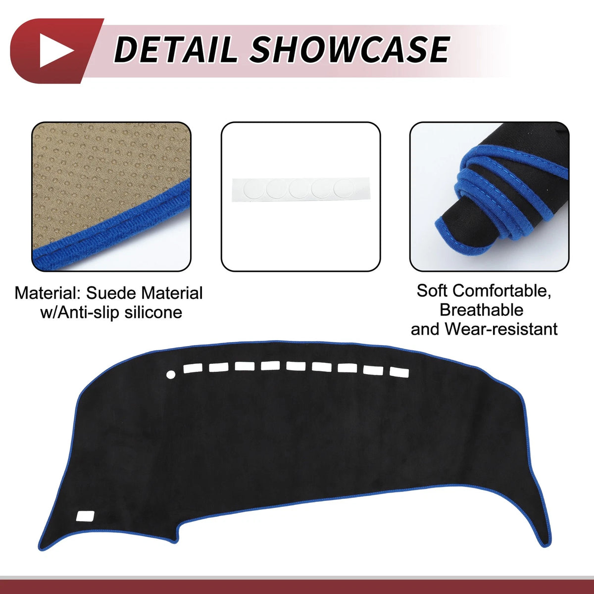 Dash Cover Mat Pad Black Blue for Toyota Estima 50 series (2006–2019)