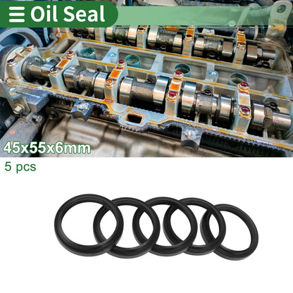 Oil Seal 45x55x6mm 5 Pcs Seal Ring Rotary Shaft NBR Rubber for Motors