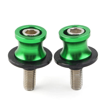 10mm Swingarm Spools for KAWASAKI ZX6R (1998-2011) - Green Slider Stand