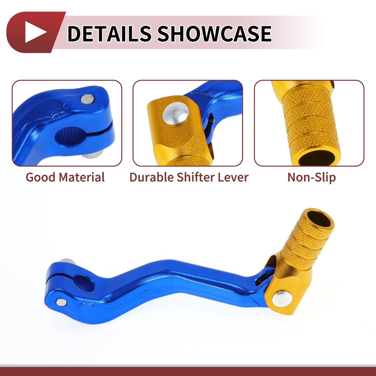 Folding Motorcycle Gear Shifter Lever for Kayo T2 Blue Gold Tone