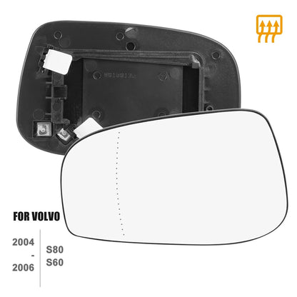 Heated Mirror Glass with Backing Plate Driver Side for VOLVO S60 S80 V70 (01-06)