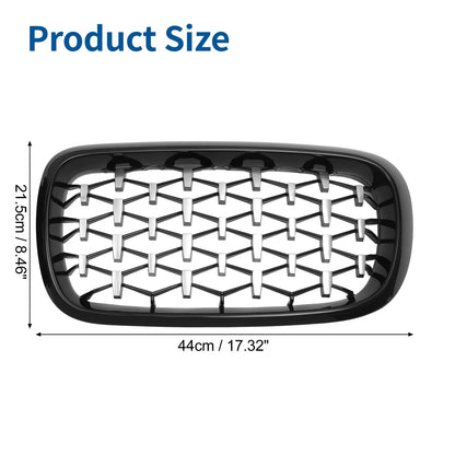 Front Hood Bumper Grille for BMW X5 2014-2016 - 1 Pair Black Silver Tone