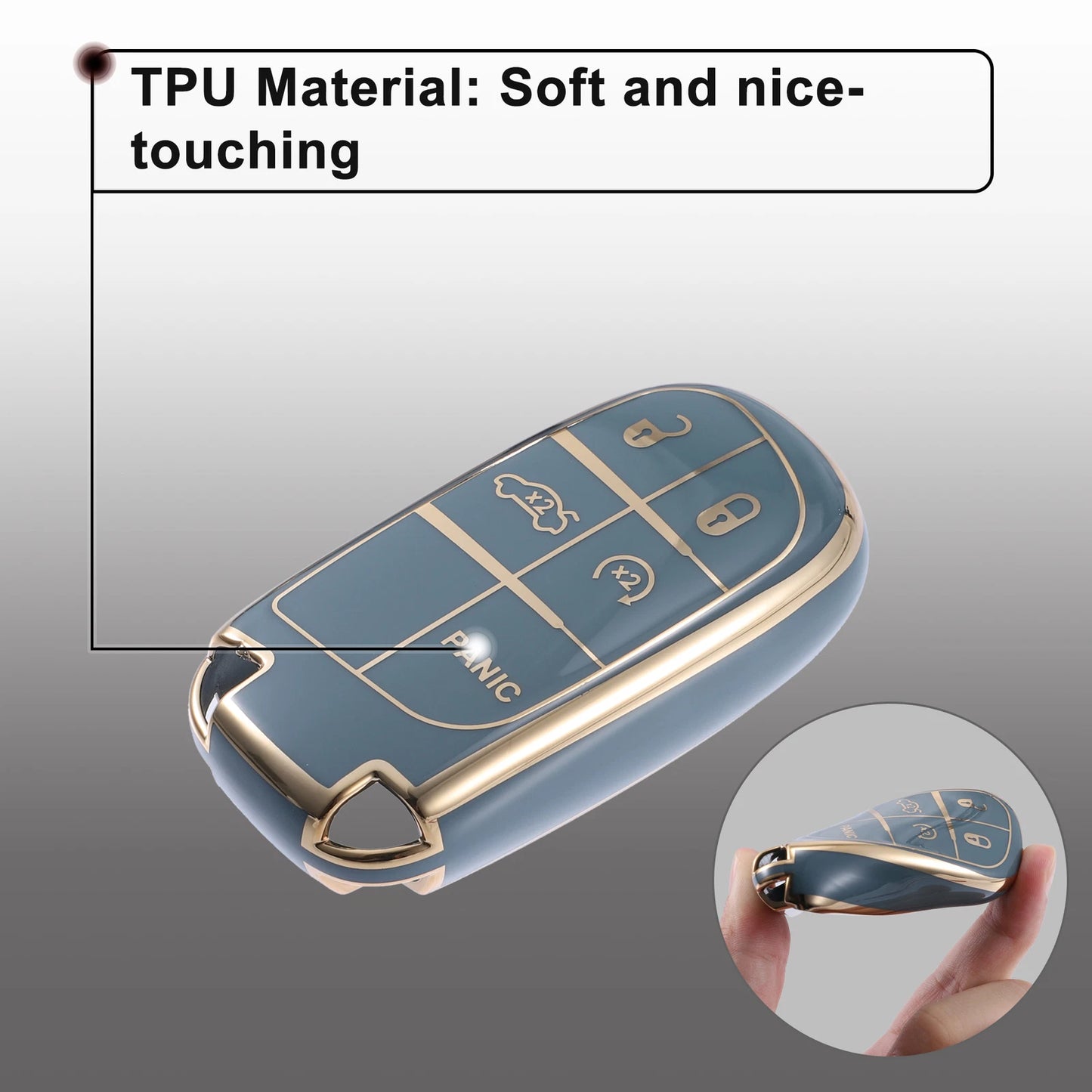 Smart Key Fob Case Cover Kit for Jeep Grand Cherokee Renegade (2011-2023)