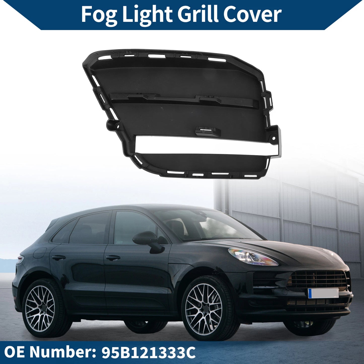 1 Pc Car Front Left Fog Light Grill for Porsche Macan Black