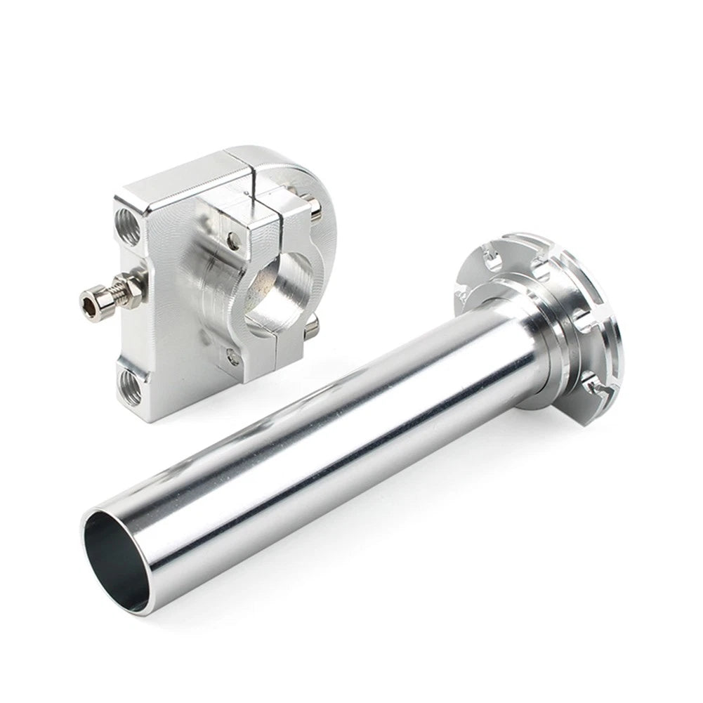 7/8" CNC Turn Twist Throttle Handle Bar Tube Silver for Universal Motorcycle